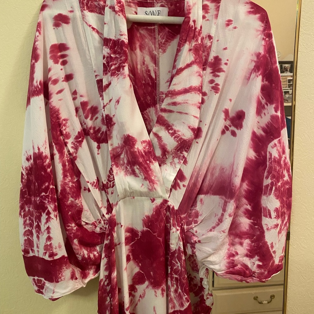 SWF Plunge tie dye Magenta maxi dress